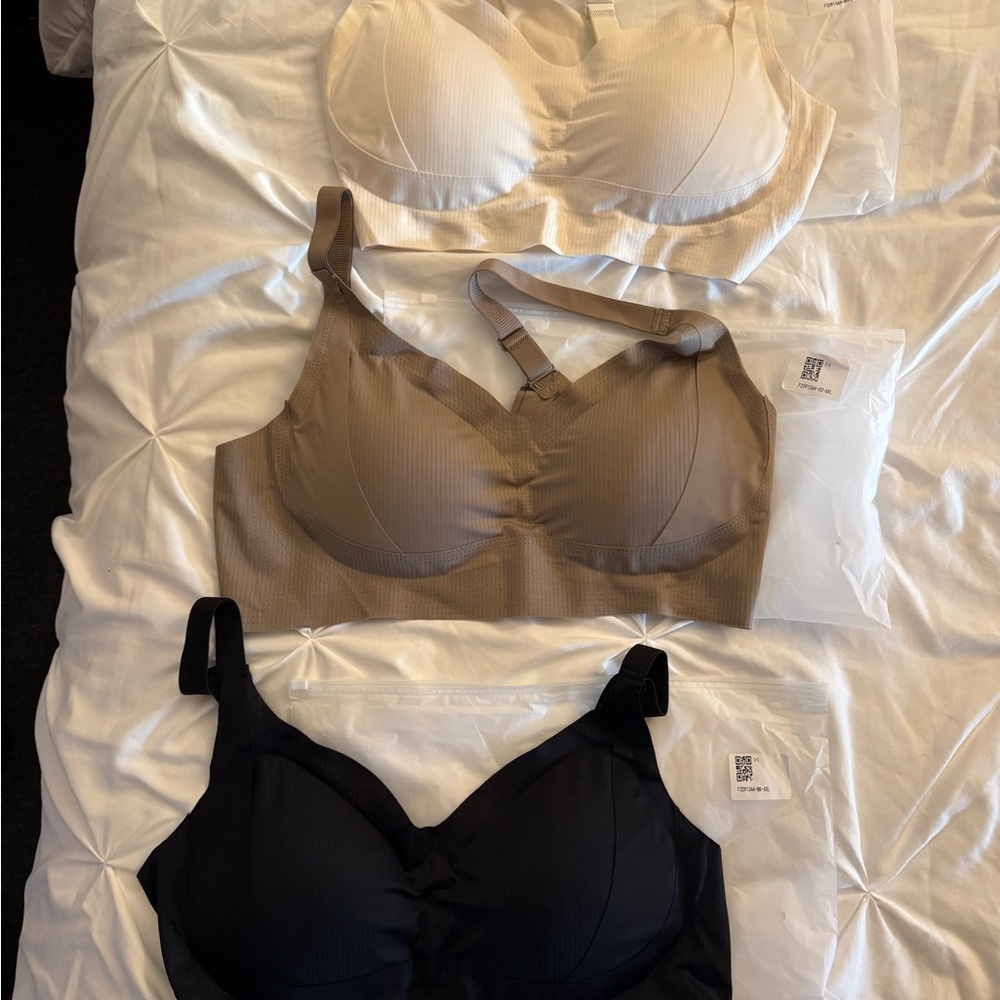 Women's Intimates Set - Cream, Brown, and Black Bras